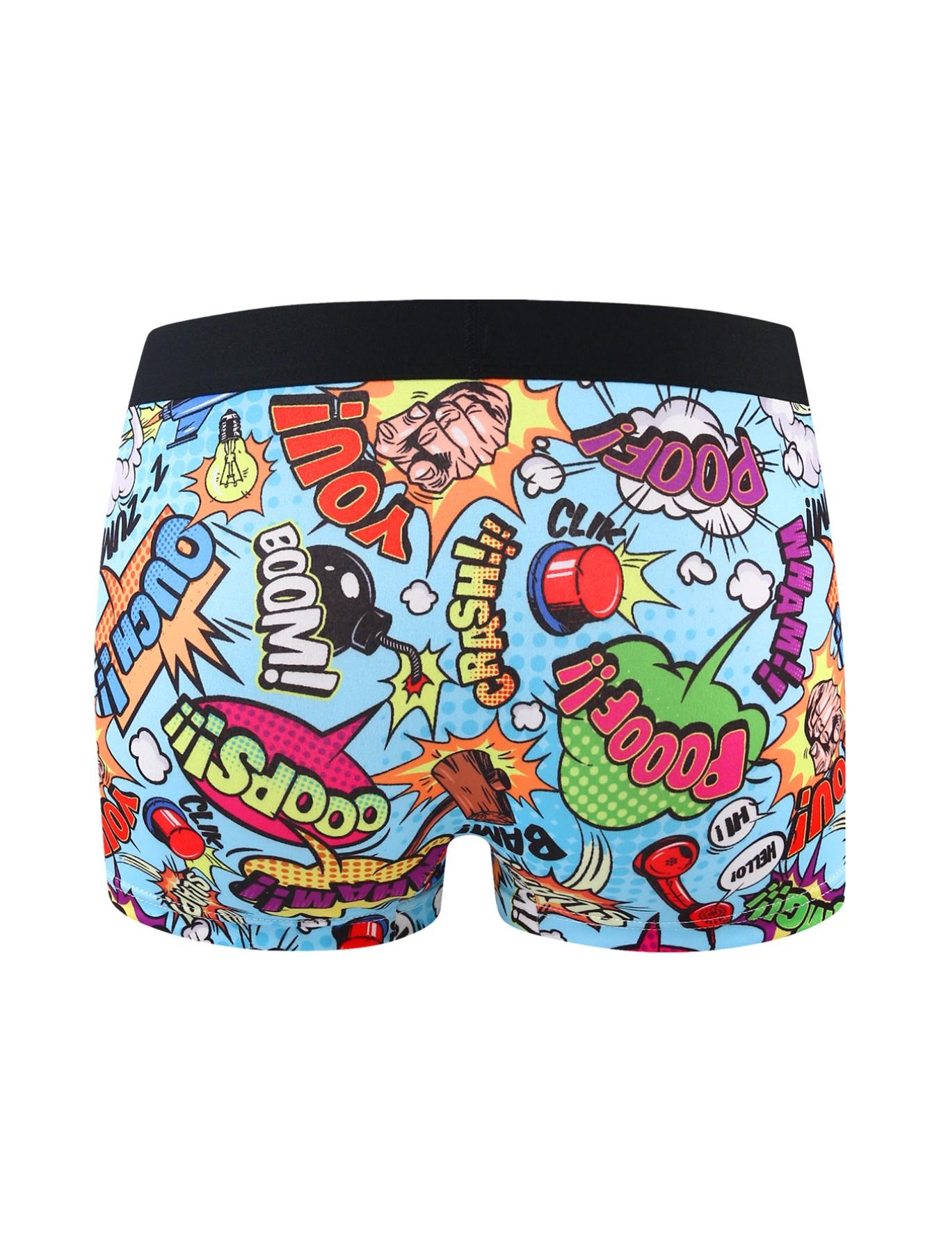10-Pack Men's Cartoon Graffiti Print Boxer Briefs, Fun Random Patterns, Soft Comfortable, Slim-Fit, Casual Daily Wear, Youth Sports Style, Athletic Boxers Briefs, Novelty Boxer Briefs