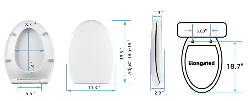 Hibbent Premium Elongated Toilet Seat with Cover(Oval) Quiet Close, One-Click to Quick Release, Easy Installation Never Loosen Hinge, Slow Close Toilet Seat and Cover, Easy Cleaning-White Color