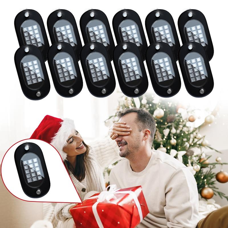 High-Quality RGB Car Rock Lights Underglow Pods (4/6/8/10/12/14) with Bluetooth-Compatible App Control, Multi-Color Neon Music Mode, IP68 Waterproof, Fit for Truck, ATV, UTV, RZR and SUV, Men's Car Lighting Gift