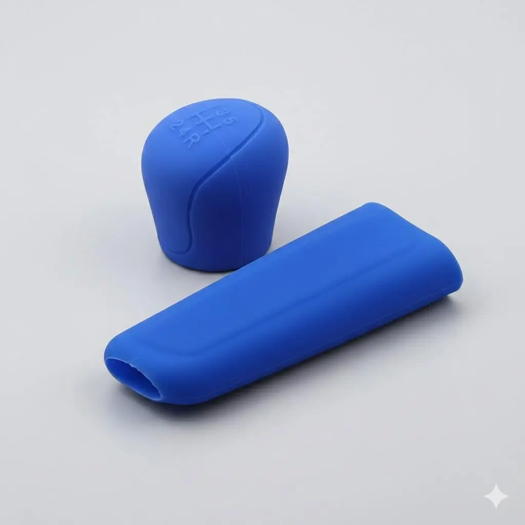 Upgrade Car Gear Shift Knob & Shifter Knobs & Handbrake Cover Set, High-Temp Resistant Silicone Non-Slip Design, Universal Fit for Manual Transmission Cars & SUVs, Durable Anti-Dust Automotive Interior Accessories.