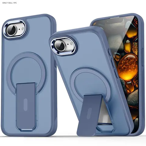 case for iPhone 17e 16e-Heavy Duty Military Grade Megsafe Cover Mobile Protective Cover Magnectic Stand Case Cover Casing TPU Smartphone Casing Shockproof TPU Cover