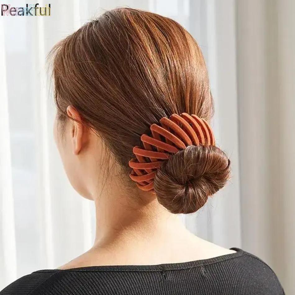 3/5/7‑Pack Expandable Bird Nest Hair Holder, Popular Velvet Lazy Bun Clip Ponytail Fastener, Exquisite Texture Durable Hair Accessory, One‑Step Quick Styling for Daily Home, Party & Outdoor Occasions