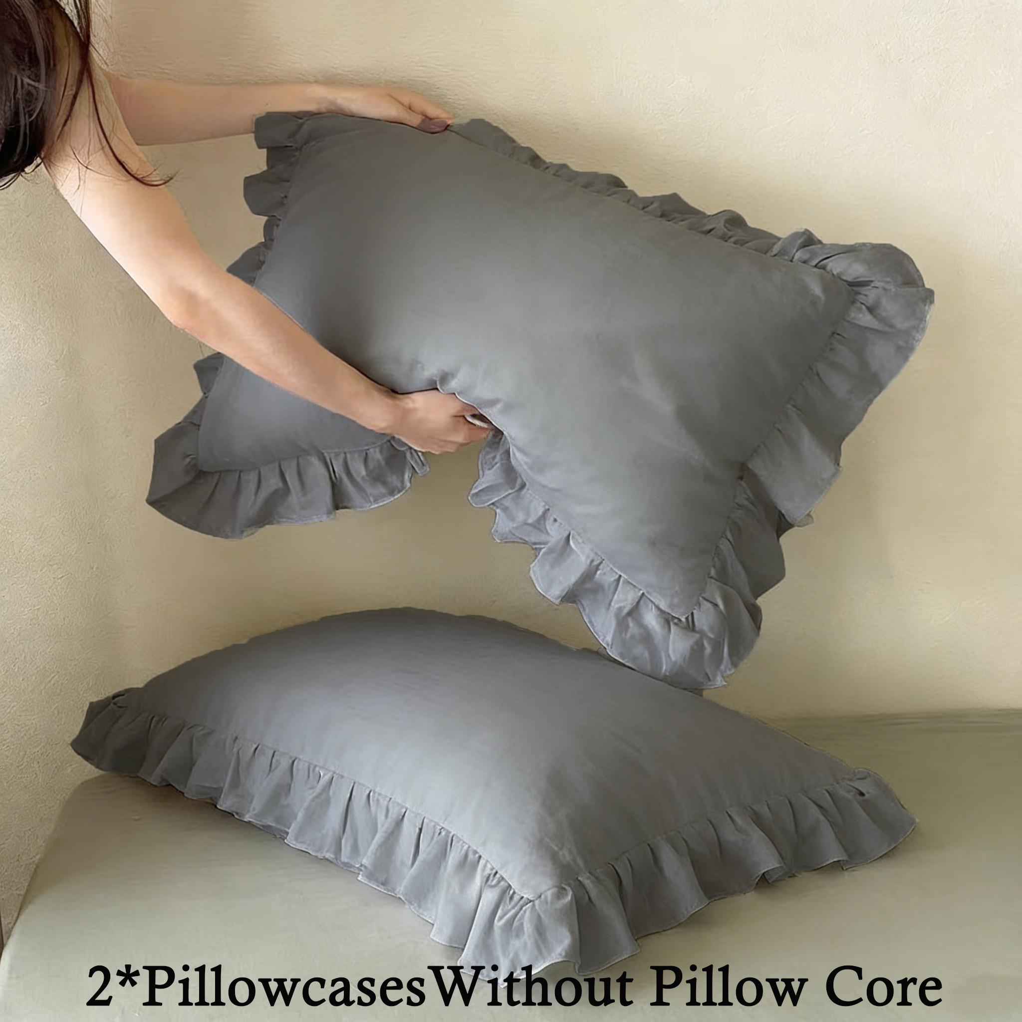 Solid Color Ruffle Pillowcase Set, Crafted with Raffle Detail, includes 2 Pillowcases Without Pillows, Soft and Comfortable Bedding Accessories