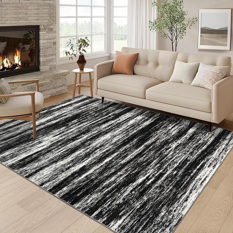 Modern Abstract Striped Runner Rug Washable Kitchen Runner Rug Stain Resistant with Non-Slip Backing Easy to Clean Floor Cover for Living Room Bedroom Hallway Laundry