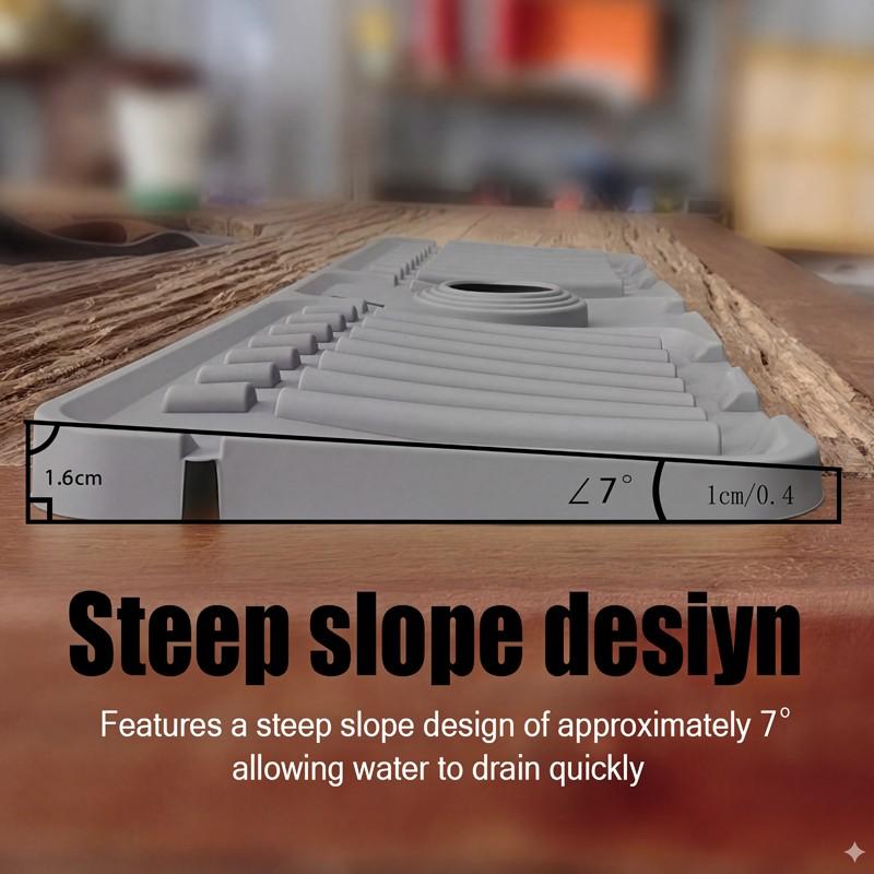 1pc Silicone Sink Faucet Splash Guard with Sloped Drainage, High Backing Water Catcher Mat, Non-Slip Sink Organizer Tray for Soap & Sponge, Waterproof Countertop Protector for Kitchen & Bathroom