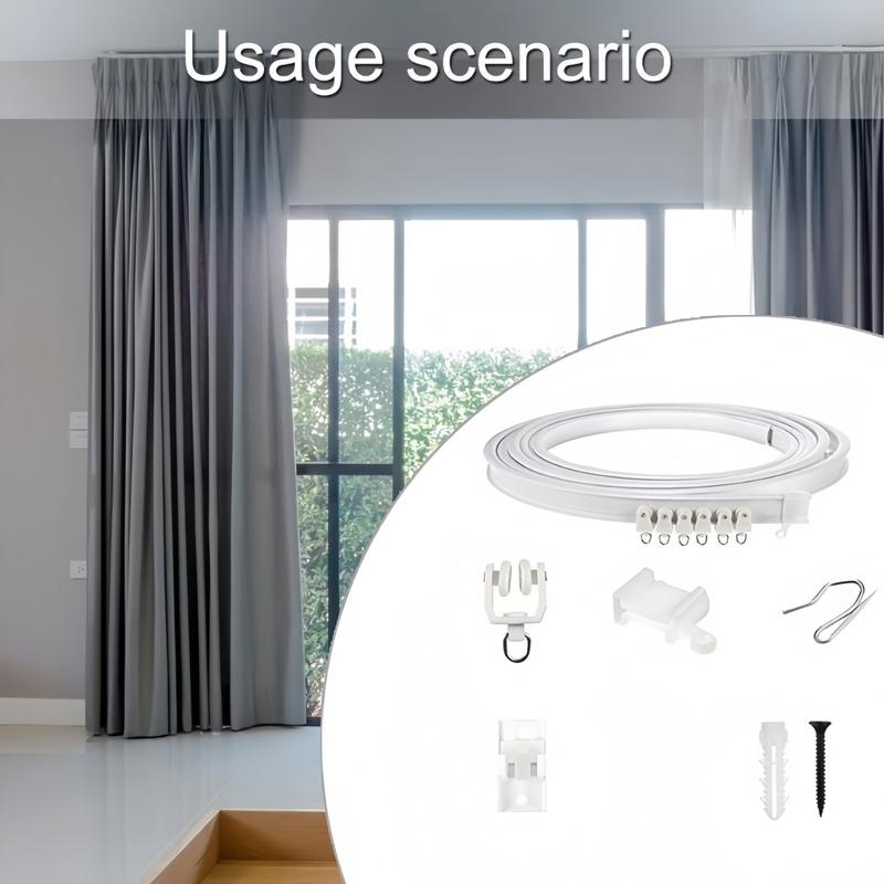 Flexible Curtain Track Kit, 5m Curtain Rail with Accessories, Adjustable Curtain Rods, Curtain Rod Bracket, Easy To Install Curtain Rail System for Home and Hospital Use