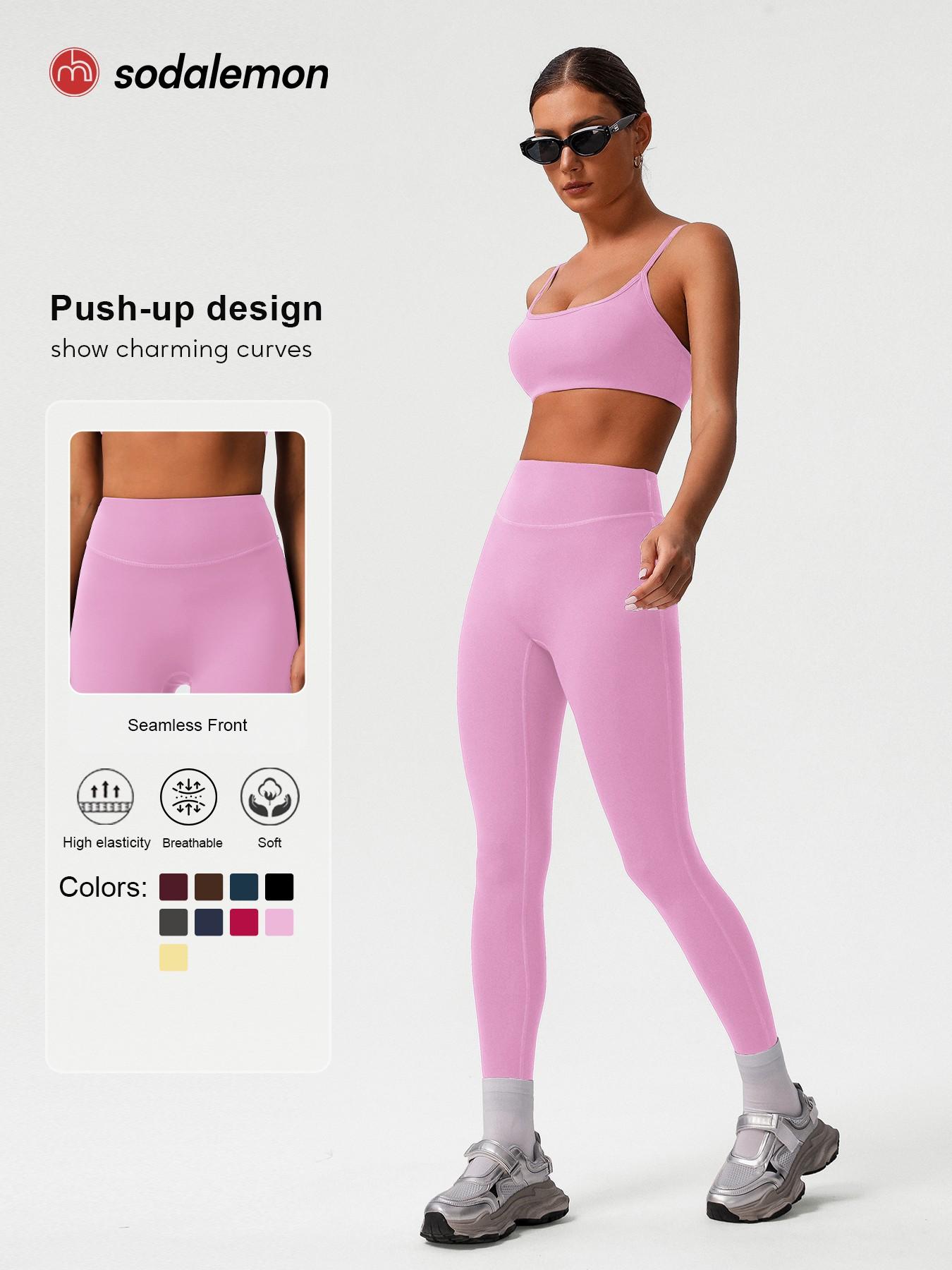 Two-piece Set Women's Solid Racer Back Crop Sports Bra & High Waist Leggings, Yoga Bottoms, Tracksuit Set, Quick Drying Breathable Comfortable for Yoga Gym, Workout Running Clothes, Ladies Sportswear for All Seasons, Workout Sets Women