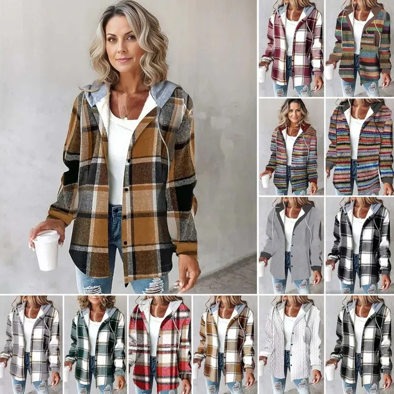 Women's casual and versatile oversized plaid jacket, new autumn/winter style