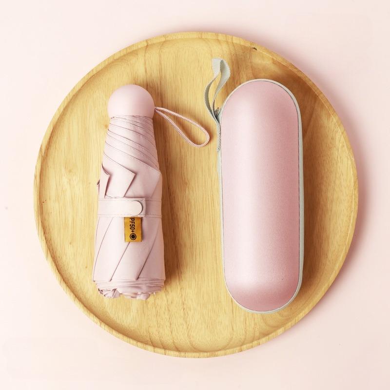 Mini Capsule Sun Umbrella UV Protection Portable Lightweight Pocket Parasol Small Compact Folding Umbrellas Travel Essentials Summer Outdoor Cute Aesthetic Pastel Colors Rainy Day Handbag Gift