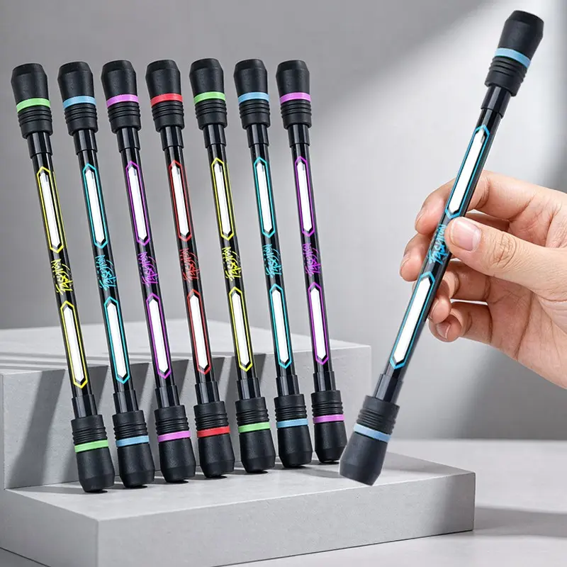 8pcs Spinning Pens, Weighted Pen with Non-Slip Grip, Finger Spinner Game, Rotating Practice Toy, Assorted Colors, Bulk Supply, Fidget Pens