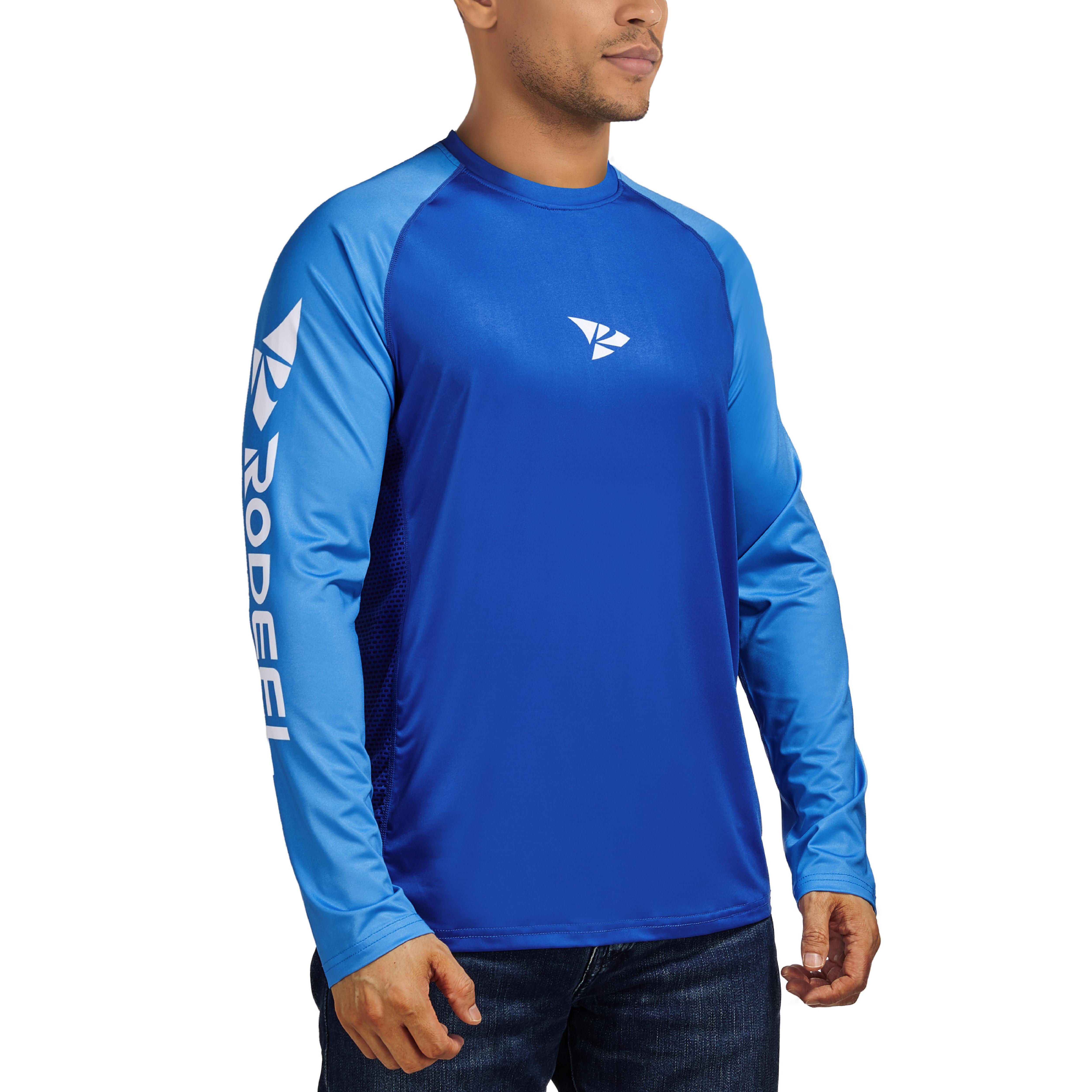 【RODEEL】912 Long Sleeve Shirts w/ Fish Print Men UPF 50+ Sun UV Protection Lightweight Quick Dry Moisture Wicking Breathable Cooling Athletic Activewear for Outdoor Sports Gym Workout Fishing Hiking Running Boating Construction, Holiday Gift