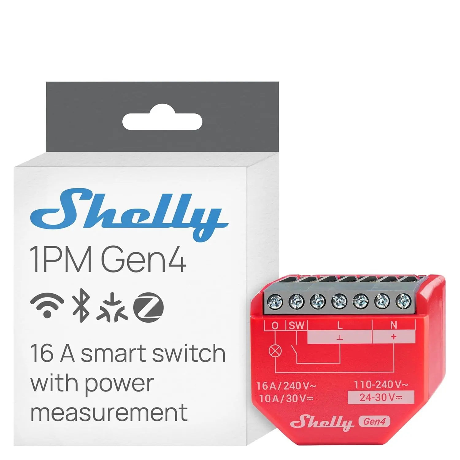 1PM Gen4 Smart Relay Switch WiFi, Matter & Zigbee, Power Metering