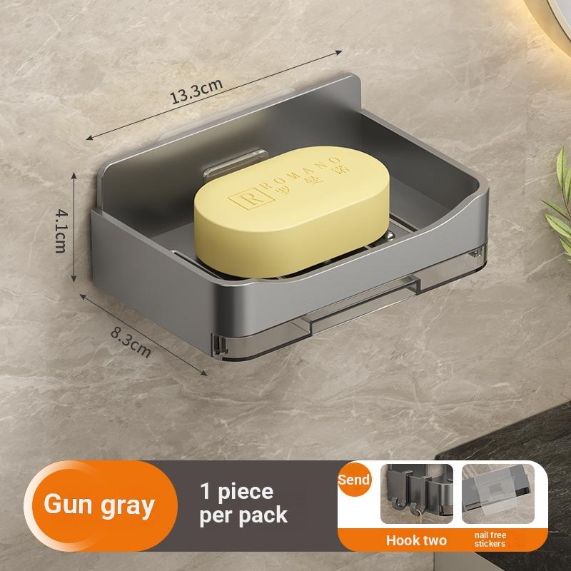 Wall-Mounted Soap Drying Rack, No-Drill Bathroom Soap Holder, Simple Design with Hook, Water-Resistant Soap Box, Home Use