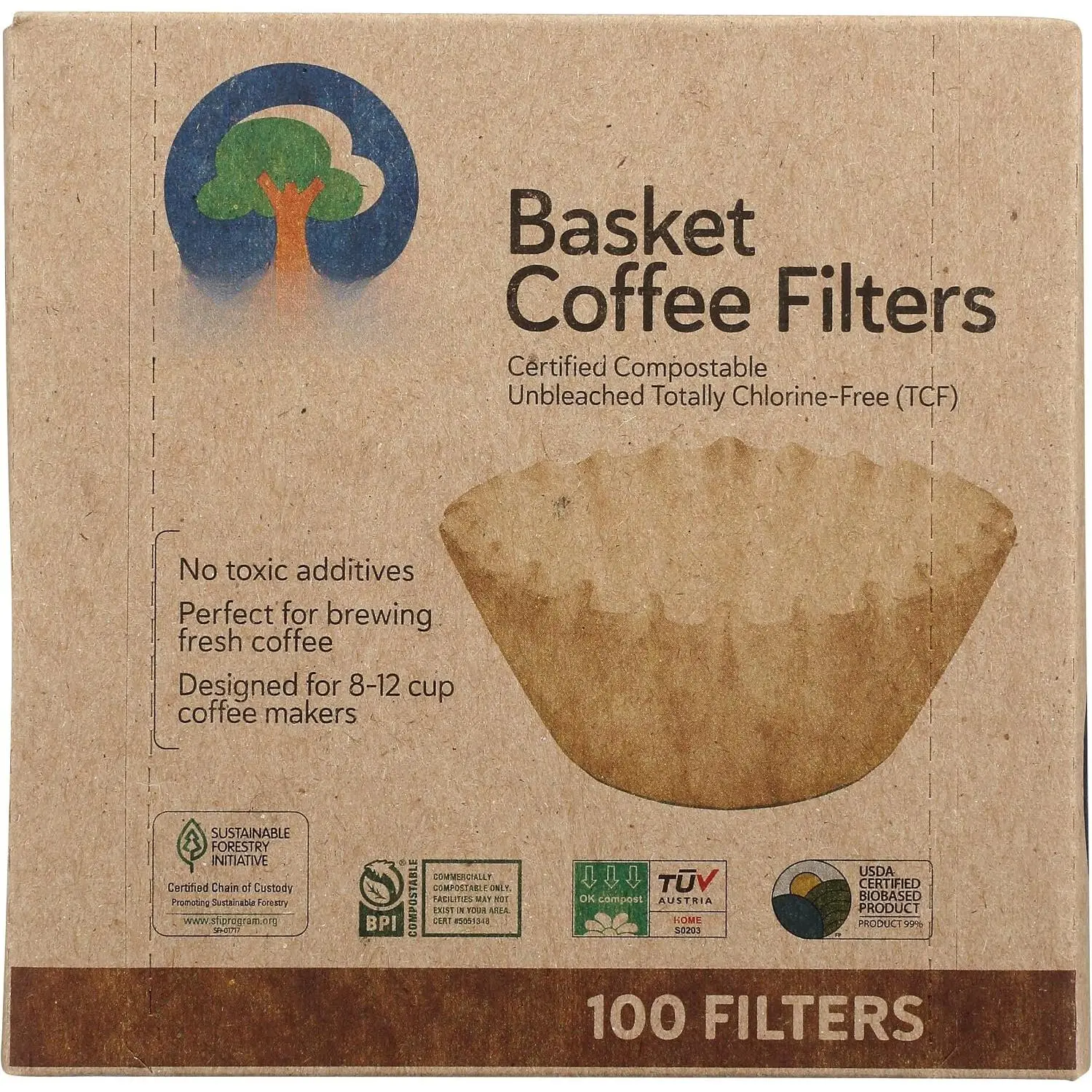 Coffee Filter Baskets ( 1x100 CT ), Fits 8-12 Cup Drip Coffee Makers