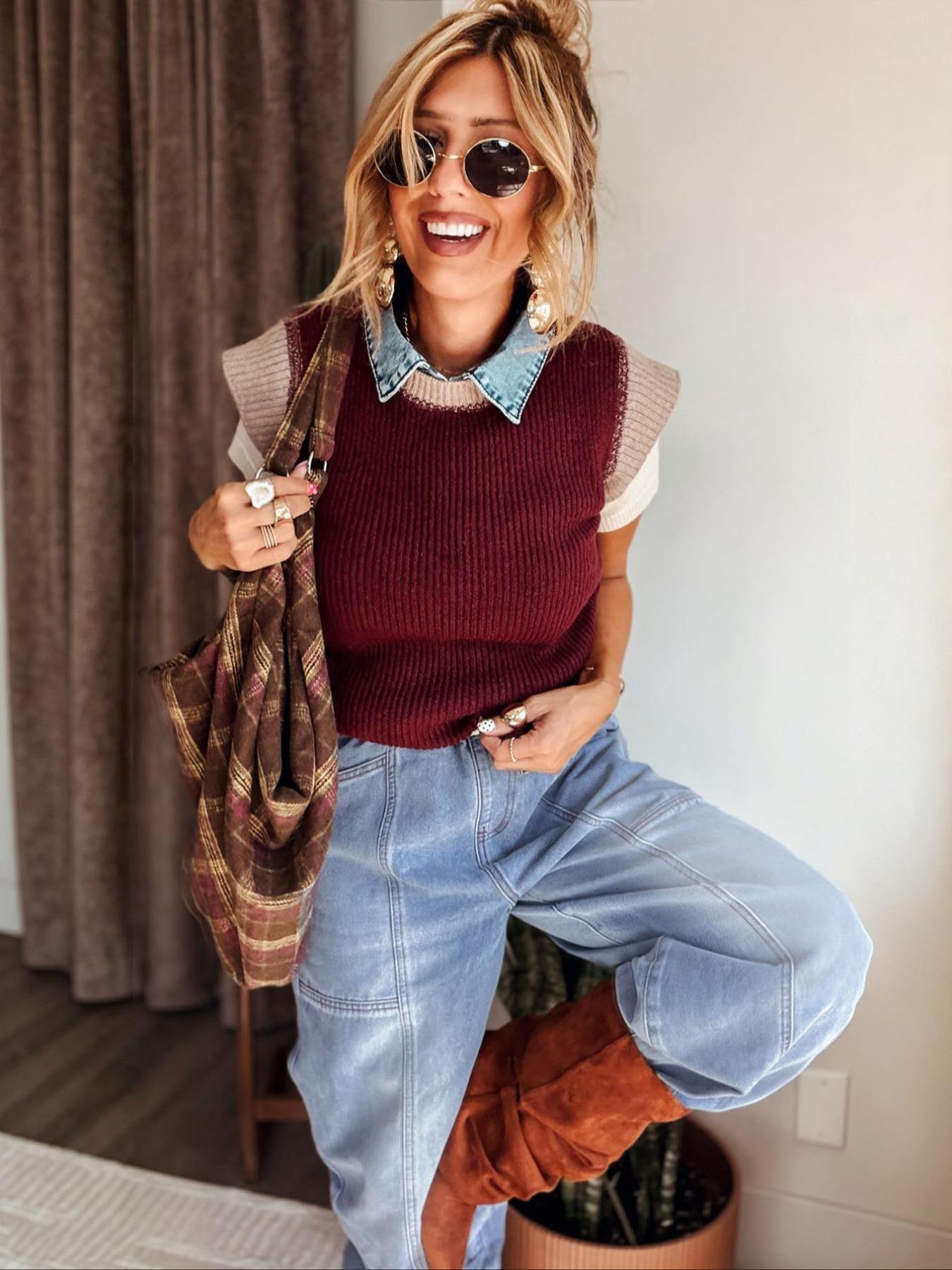 【The Stevie - Katrina's Exclusive】Women's Washed Elastic Waist Denim Pants, Casual Loose-Fit Pockets Jeans, Vintage Bottoms for Commute, Outdoor Activities & Daily Wear, Streetwear, Womenswear, TChic