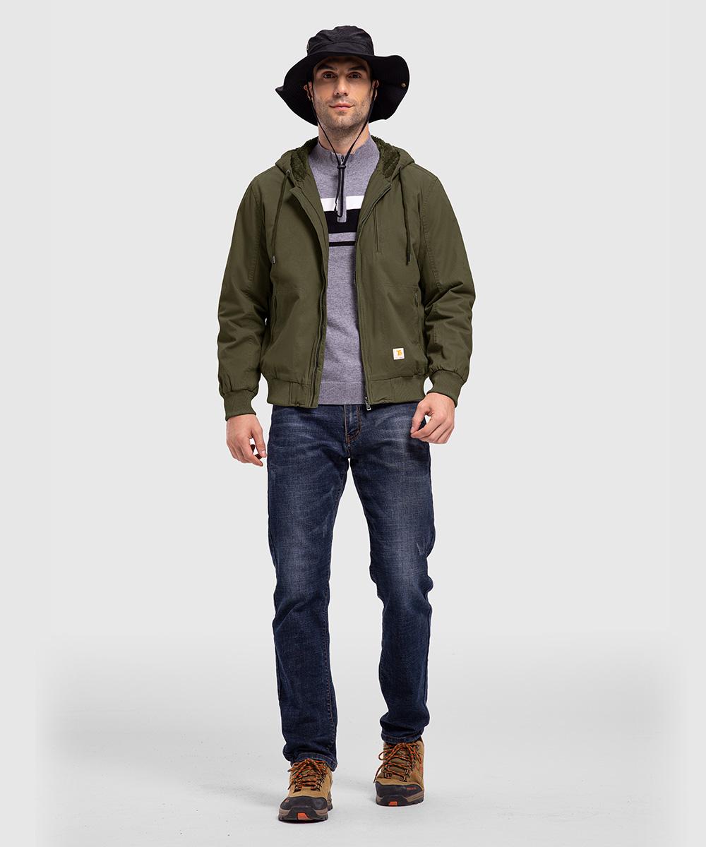 TBMPOY Men's Warm Full Zip Work Cotton Jacket