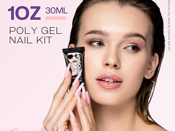 Morovan Poly Gel Nail Kit: 1OZ Large Capacity Poly Nail Gel Kit Best Valentine Gift For Her with UV Light - Clear Pink Poly Extension Gel for Beginners with Everything All In One Poly Gel Kits for Nail Manicure Starter