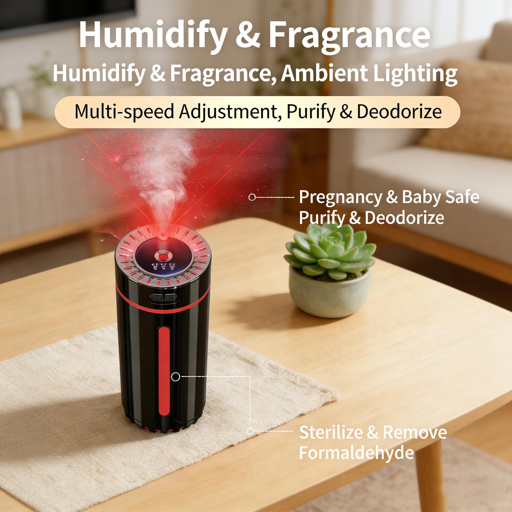 Starlight Car Humidifier Aromatherapy Machine, Car Air Purification Humidifier Freshener Deodorizer, Silent Starlight Atmosphere Lamp, USB Powered Humidifier