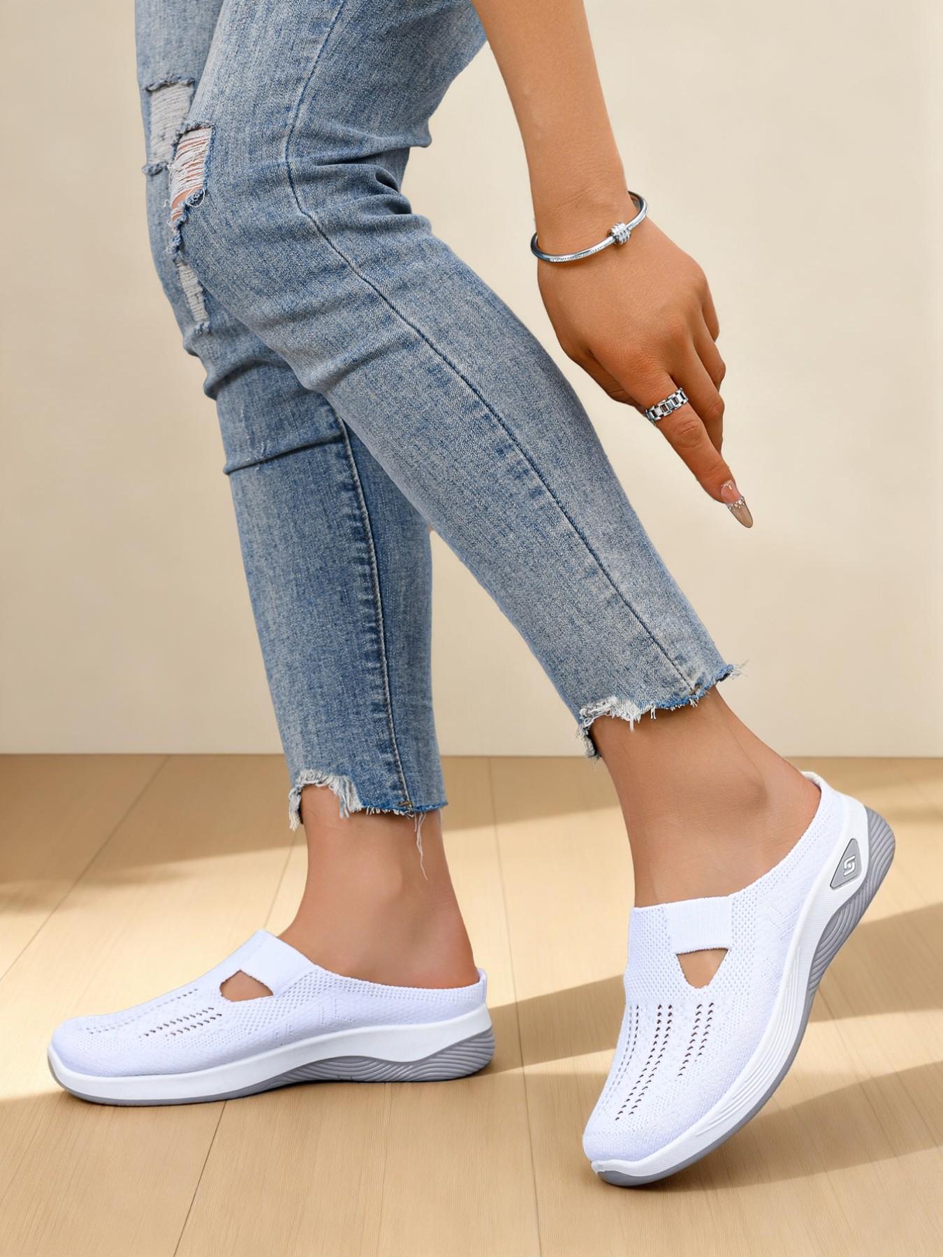 New Women's Casual Sandals, Comfortable Fashion Slip-Ons, Lightweight Soft Sole Mesh Shoes, Outdoor Commute Half-Sandals