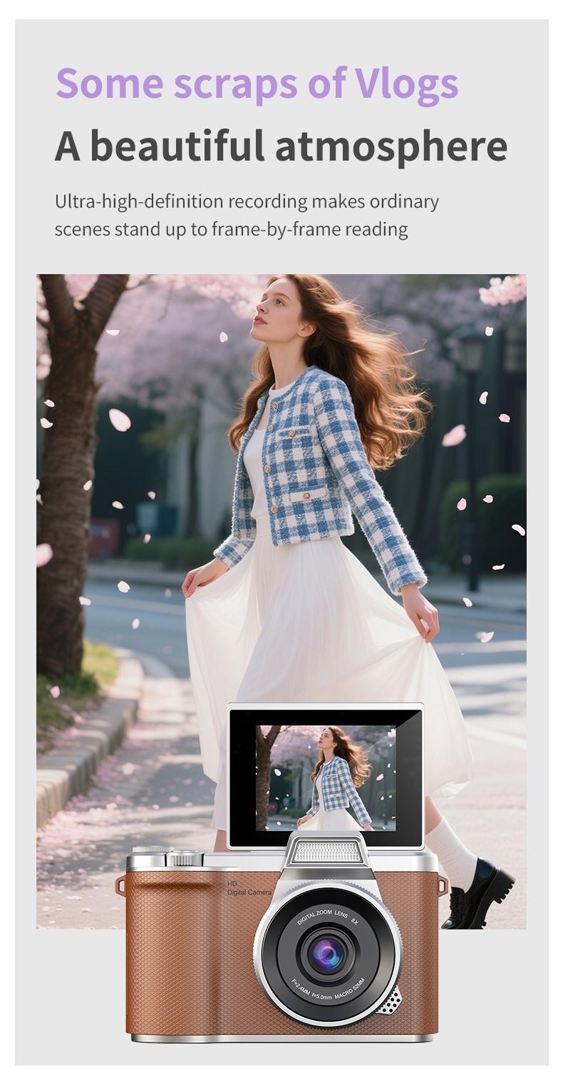 Foldable Screen Student Camera, Retro Ccd Card Camera, 1080P Digital Portable Camera, Includes Phone Chain and 32GB Storage, Perfect Gift