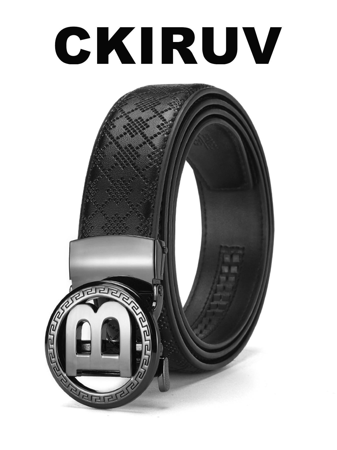 Men's Luxury B Letter Automatic Buckle Leather Belt, Business Casual PU Material, Gift Box Included, Perfect for Holidays