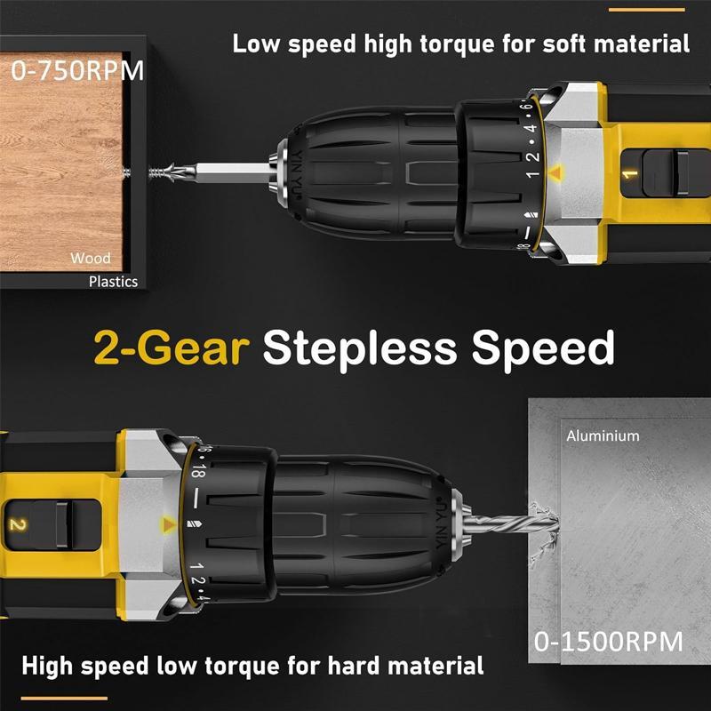 【FathersDay Gift】Cordless Drill Tool Set 21V Electric Power Drill with 2.0AhLithium-ion Battery and Charger–USB/Type-C Rechargeable, Portable, All-in-One DIY & Home Toolbox Kit,Blackfriday,Christmas Gift fathersdaygift 【FathersDay Gift】Cordless Drill Tool Set 21V Electric Power Drill with 2.0AhLithium-ion Battery and Charger–USB/Type-C Rechargeable, Portable, All-in-One DIY & Home Toolbox Kit,Blackfriday,Christmas Gift fathersdaygift