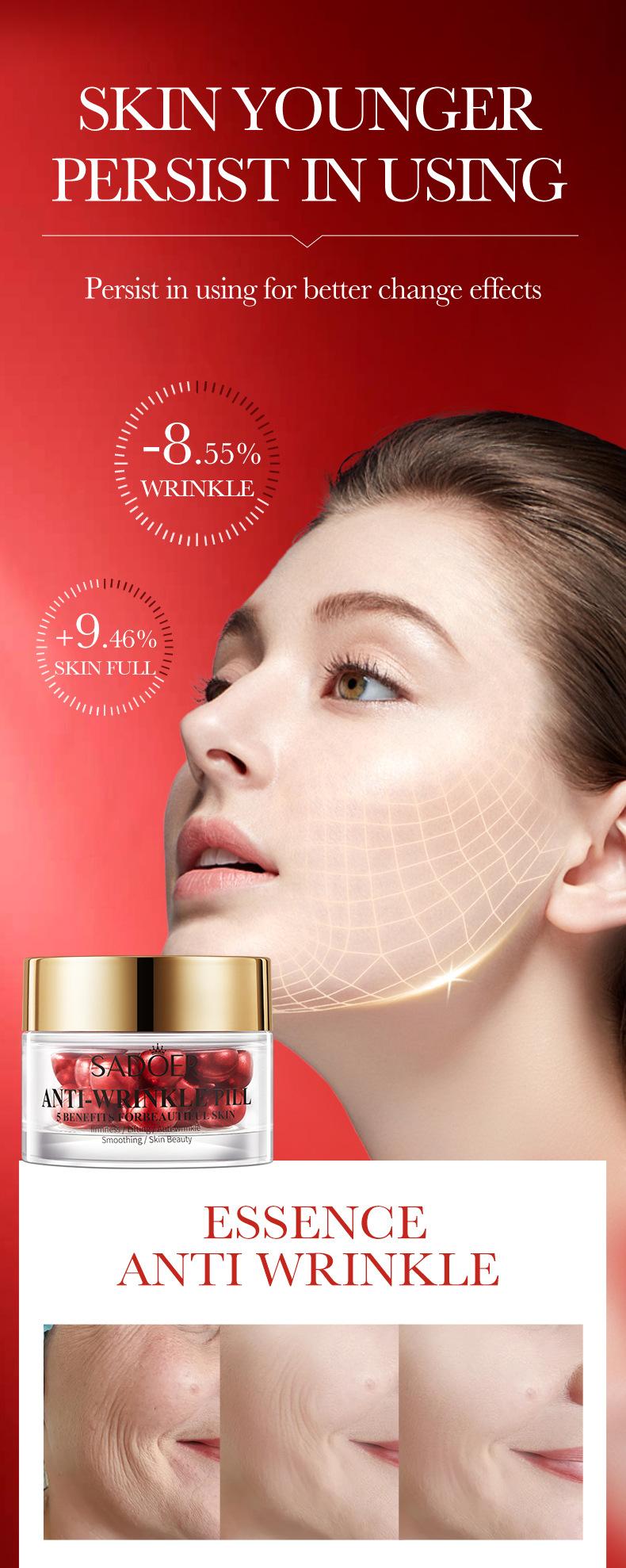 SADOER Anti-Wrinkle Pill,Benefits for Beautiful Skin,Beauty Tool,Firmness/Lifting/ Anti-wrinkle/Smoothing/Skin Beauty   Moisturizers Skincare