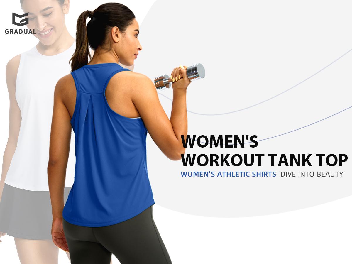 G Gradual Women's Workout Tops Racerback Athletic Tank Tops Sleeveless Loose Fit Yoga Running Sports Fitness Vest Gym Shirts for Women