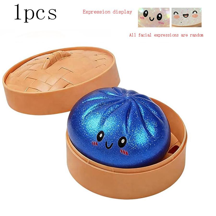 Glitter Dumpling Squishy with Box, Soft Sensory Squeeze Toy for Stress Relief, Mystery Glitter Dumplings, Decompression Dough