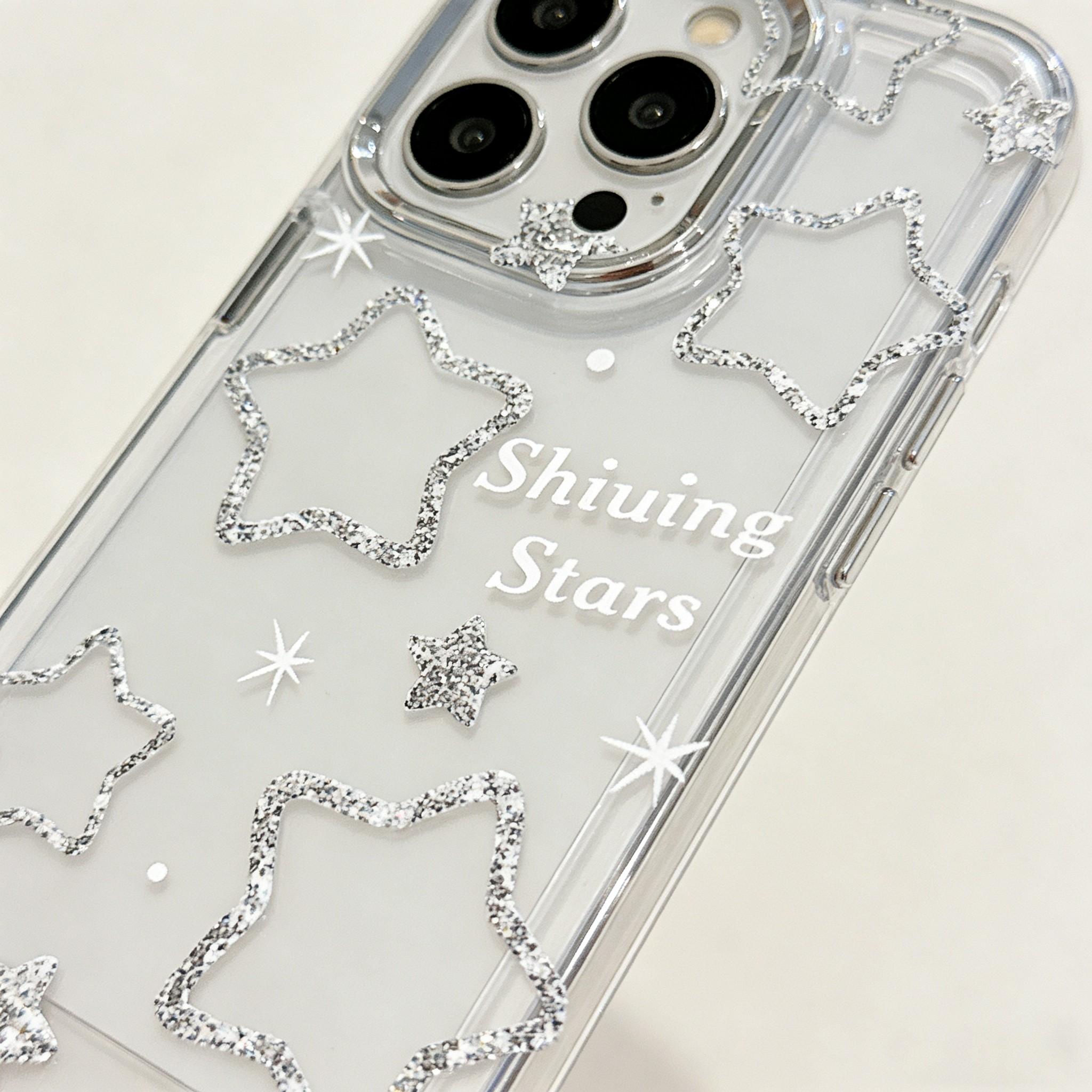 Flashy Star Shiuing Stars Phone Case, Transparent Anti-Drop Full Coverage, Compatible with iPhone 17/17 Pro Max, Cute Fairy Style