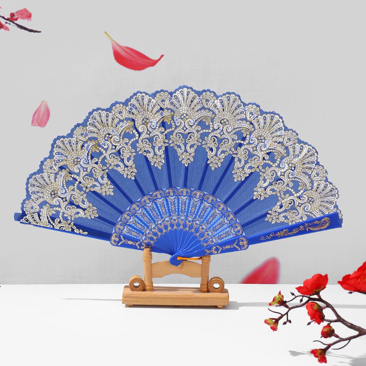 Chinese Style Folding Fan, Portable Folding Fan, Auspicious Cloud Pattern, Plastic Dance Foldable Hand Fan, Traditional Asian Design, Elegant Accessory