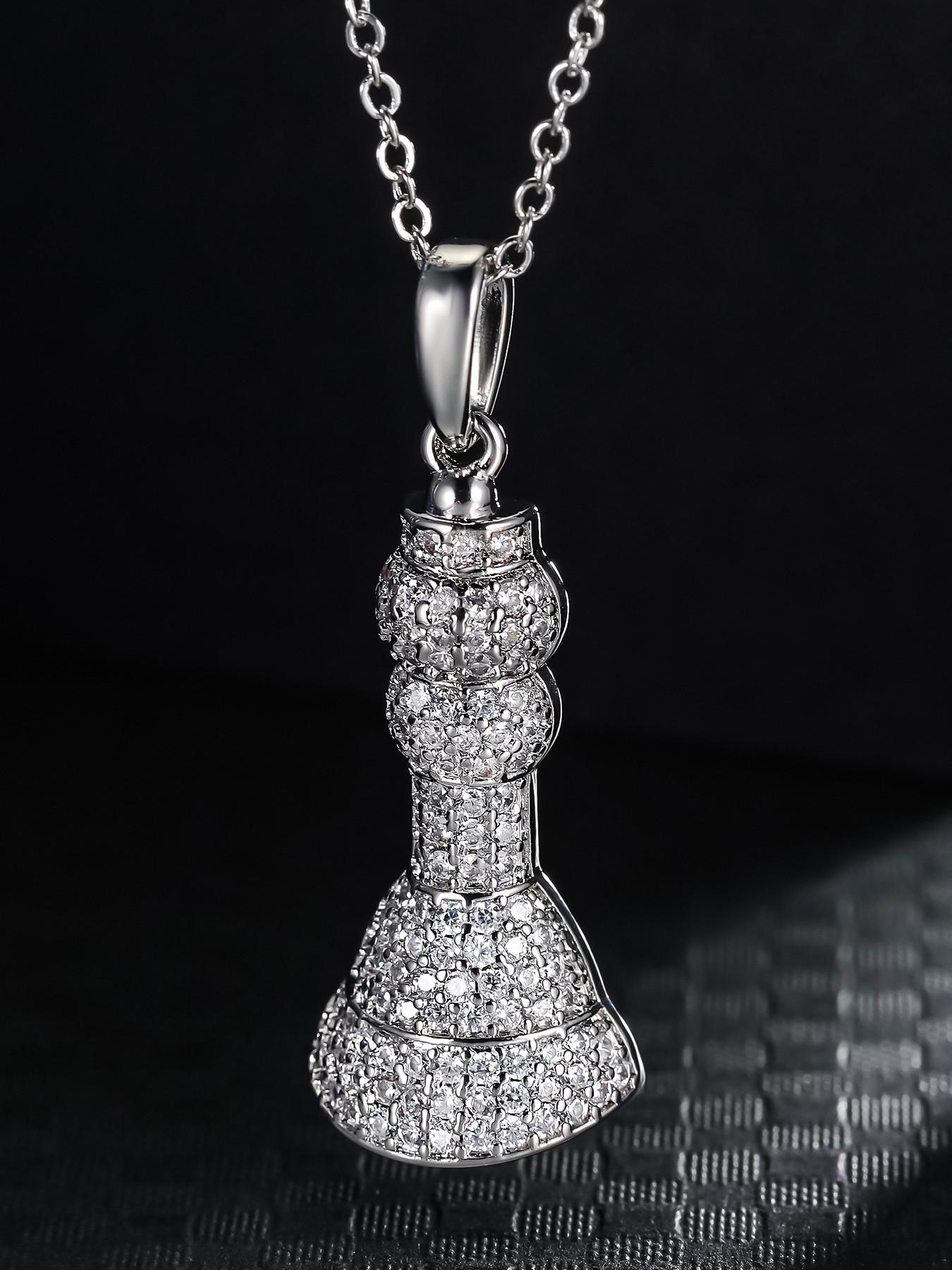 Iced Chics Hip Hop Zircon Queen Chess Piece Pendant Necklace, Unique Accessory, 24inch Chain, Artificial Zircon Material, Street Style Jewelry