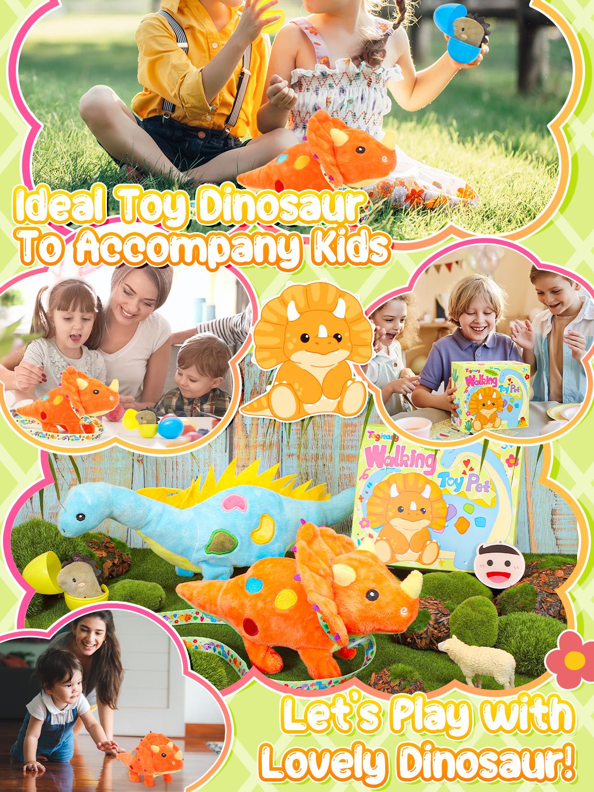 Plush Toys Dinosaur Stuffed Interactive Electronic Pet That Walking,Head Nodding,and Making Sound,Soft Plush Triceratops Toys with Egg and Leash Plush Toys Dinosaur Stuffed Interactive Electronic Pet That Walking,Head Nodding,and Making Sound,Soft Plush Triceratops Toys with Egg and Leash