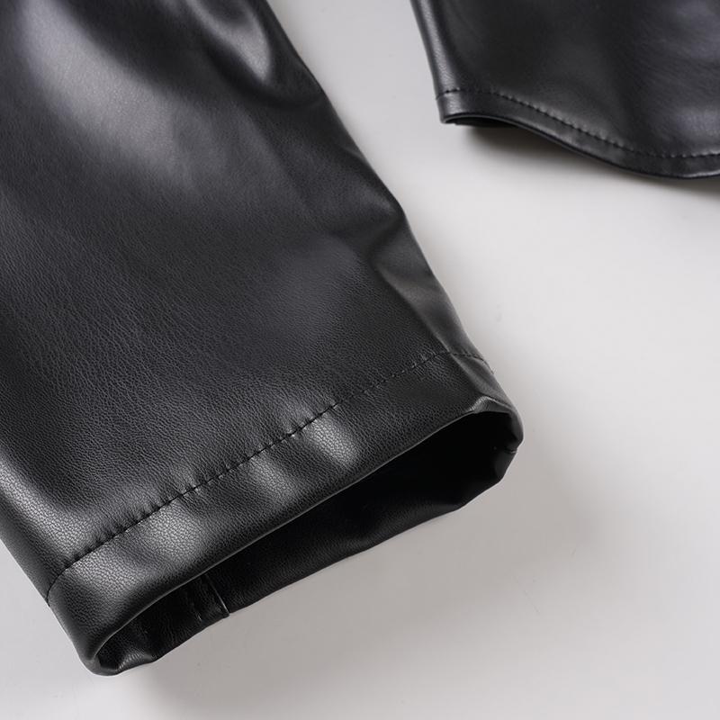 Women's Street Style Faux Leather Long Sleeve Jacket, Winter Slim Fit Biker Coat with Zipper Design, Casual Fashion Outerwear for Women