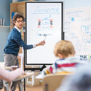 VOWNER Rolling Whiteboard, 40x24 inches Double-sided Magnetic Dry Erase Board on Wheels, with Aluminum Frame, Portable Presentation Board with Iron Stand for Office, Home, School, Black Classroom Supplies