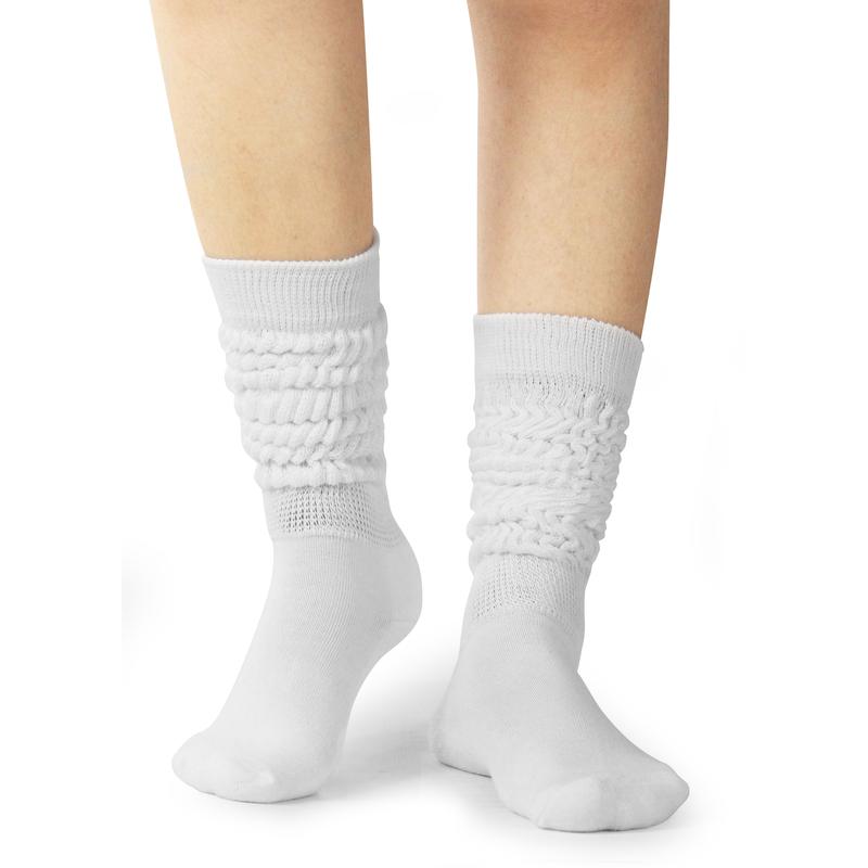 Women's 3 Pairs Solid Slouch Crew Socks, Fashion Casual Comfy Socks for Daily Outdoor Wear, Ladies Socks for All Seasons, Size 5-11.