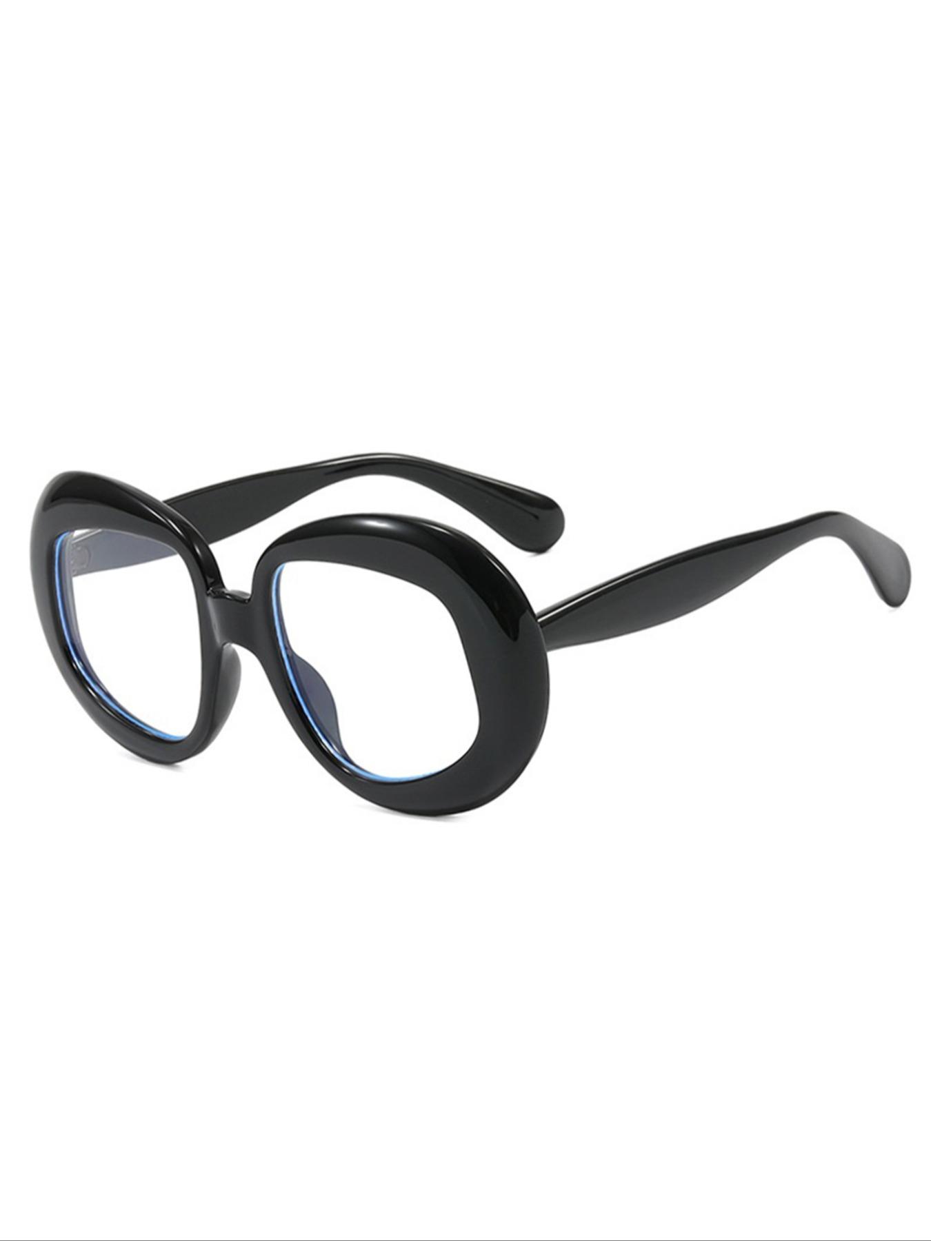 Oversized Round Frame Glasses, Casual Unique Trendy Blue Light Blocking Large Frames, Fashionable Unisex Computer Eyeglasses, Stylish Trendy Eyewear, High Quality Eyewear