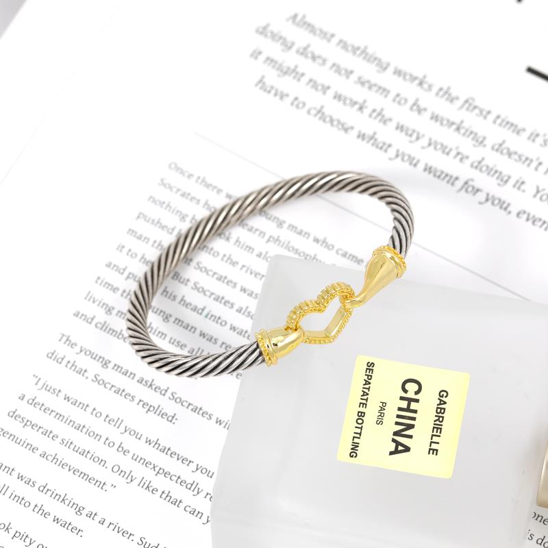 Mytys Cable Chain Link Bracelet Two Tone Circles Wire Bangle Designer Inspired Classic Jewelry Gift Stainless Steel Wrist Adjustable Cuff For Women