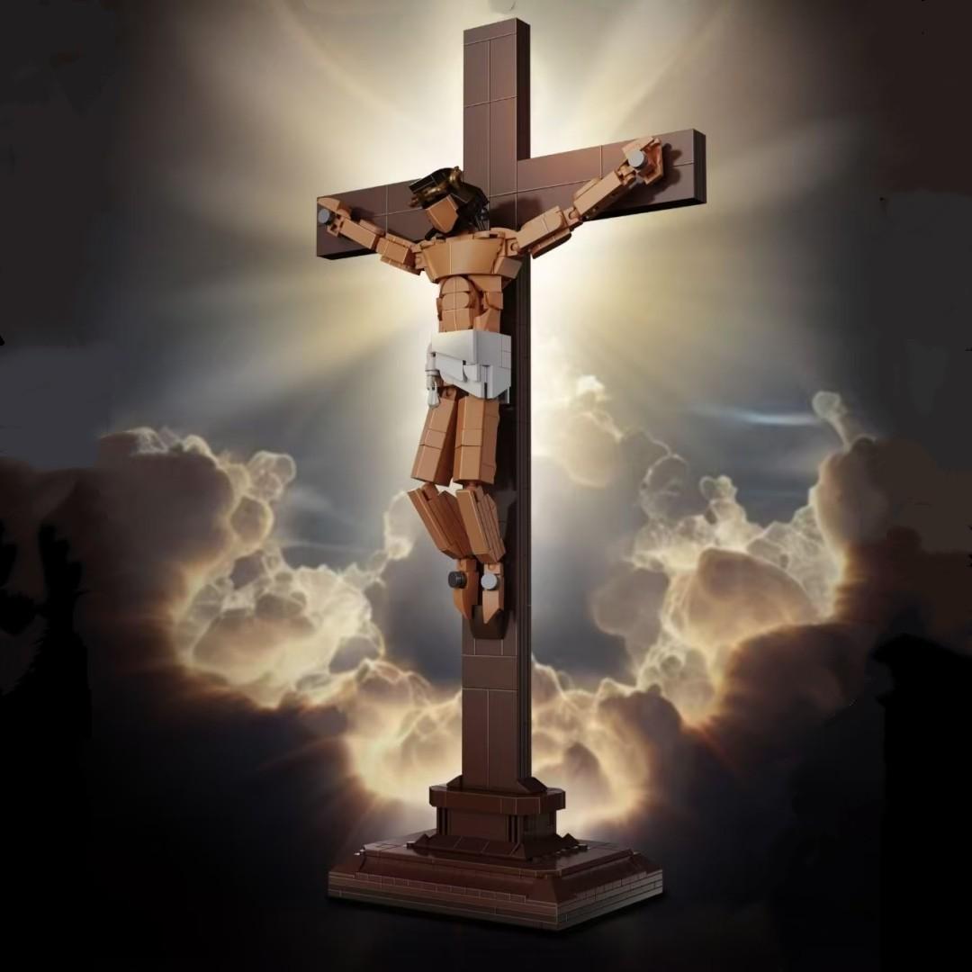 Jesus Crucifix Building Set - 588 Pieces Easter Decoration Ornament, Home Display, Suitable for Ages 8 and Up, Unisex Bricks & Parts