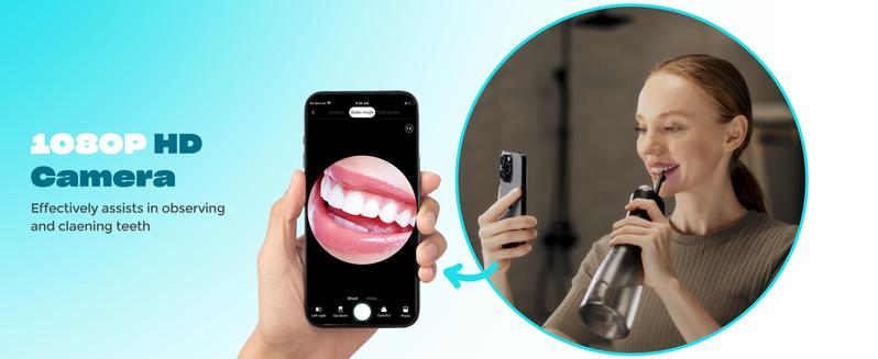 Grift Oral Irrigator Visual Water Flosser C2 with 10 MP Camera, IPX7 Water Tank, 2 Modes, 12 Gears, 350ML Portable Water Tank, Ideal for Gifts - White