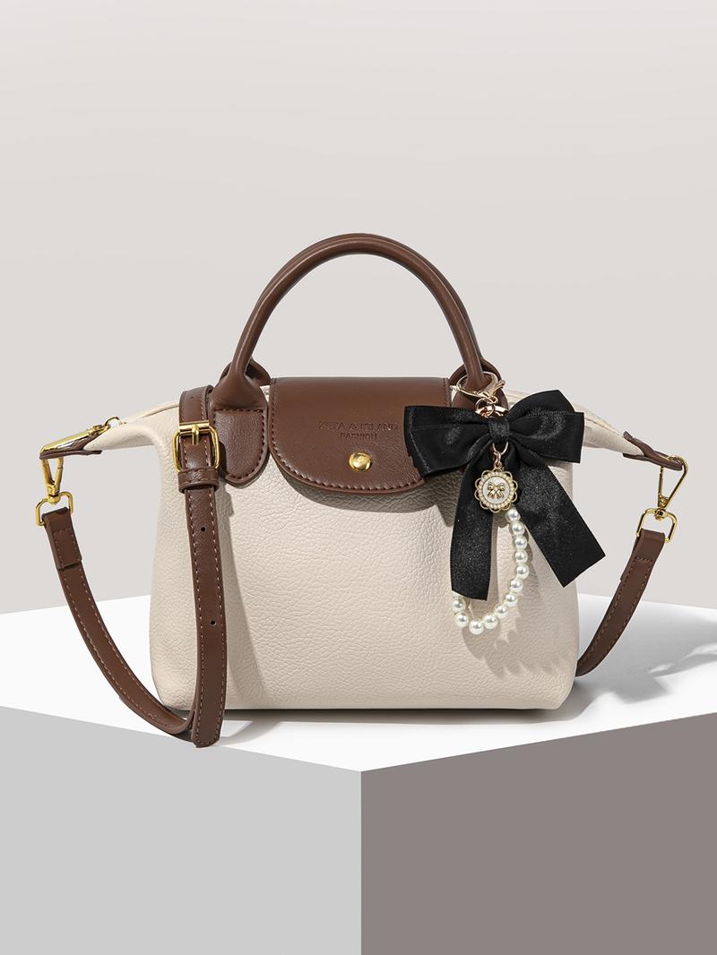 Women's Elegant Solid Color Handbag, Fashionable PU Leather Zipper Shoulder Bag for Daily Use, 2025 Fall & Winter Trendy High-quality Commuting Bag, Versatile PU Tote Satchel, Commuter Bag