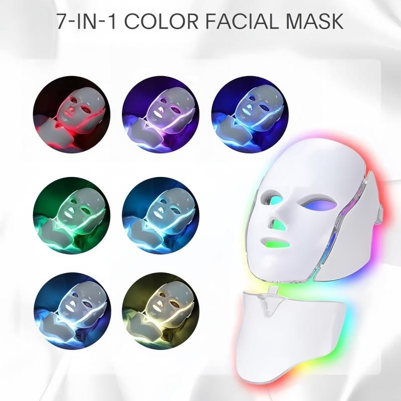 Seven color LED facial and neck care device, odorless, 110-240V voltage, American plug, plug-in, high-frequency facial skincare and beauty device