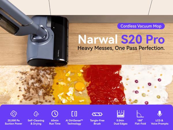 NARWAL S20 Pro Cordless Vacuum Mop with Self-Cleaning, Wet Dry Vacuum Cleaner for Hard Floors, Ideal for Families with Kids and Pets NARWAL S20 Pro Cordless Vacuum Mop with Self-Cleaning, Wet Dry Vacuum Cleaner for Hard Floors, Ideal for Families with Kids and Pets