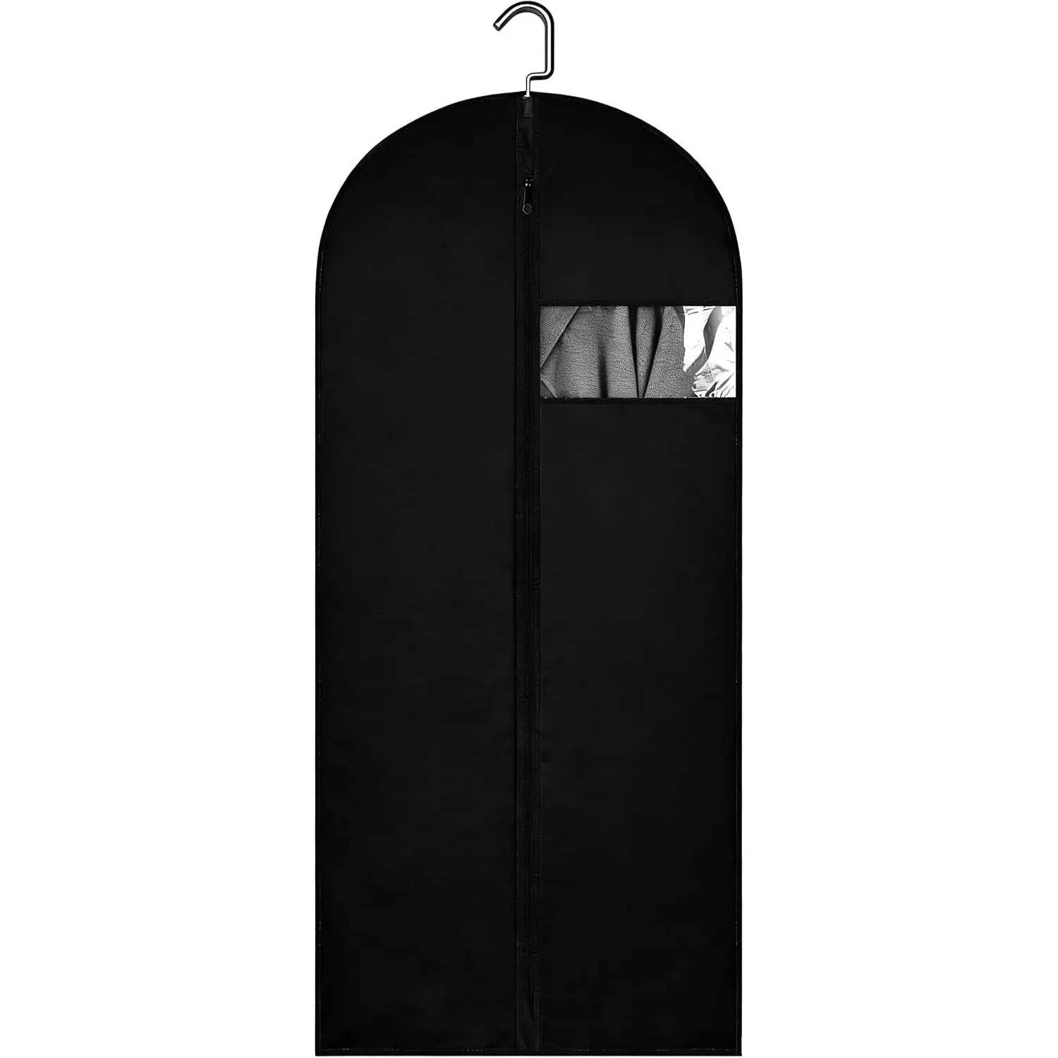 65-Inch Garment Bags for Hanging Clothes, Clear Window Dust-Proof Suit Bags for Suits Coats Dresses - Closet Storage & Travel Garment Covers (Black)