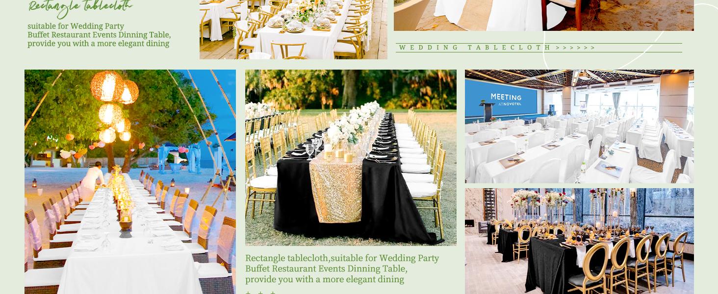 MTREO 6 10 Pack Tablecloth for Rectangle Tables Stain and Wrinkle Resistant Washable Polyester Fabric White Table Cloth for Parties Wedding Banquet Dining Table