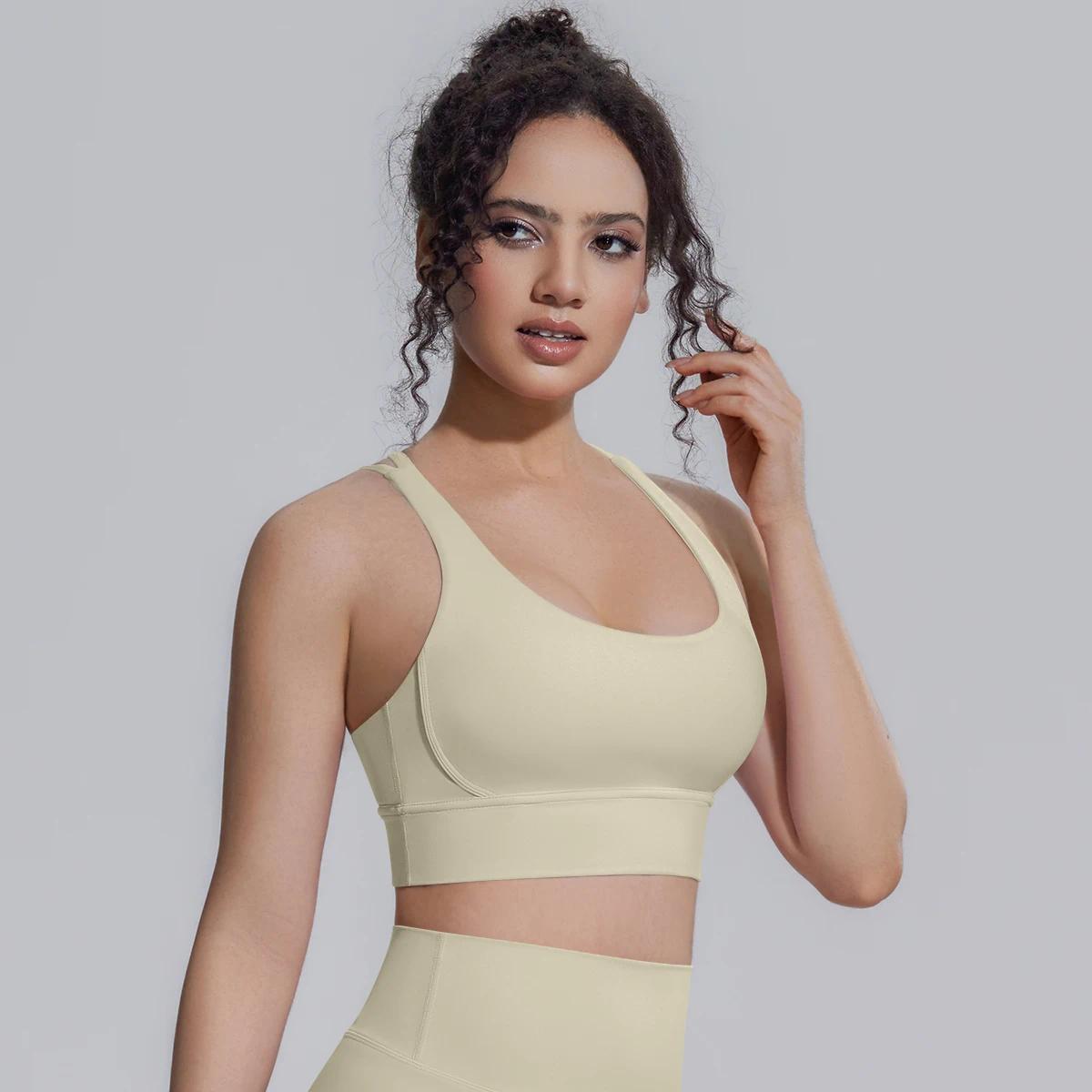Summer Cross Straps Woman Yoga Bra Shock-absorbing Running Yoga Tank Top with Chest Pad Sexy Beautiful Back Gym Yoga Brassiere
