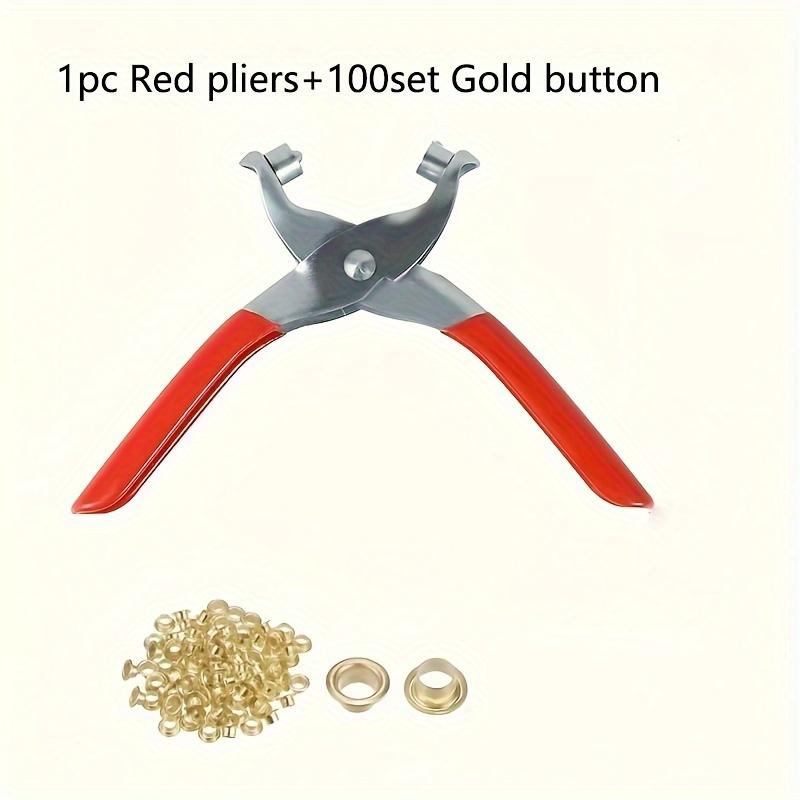 101pcs 4.5mm Golden Grommet Tool Kit - Professional DIY Eyelet Punch Pliers Set for Faux Leather, Fabric, and Belt with 100 Metal Eyelets, Washers, and Portable Hand Press - Ideal for Tarp Hole Punch, Rivet Press, and Crimper Tasks Sewing Tools