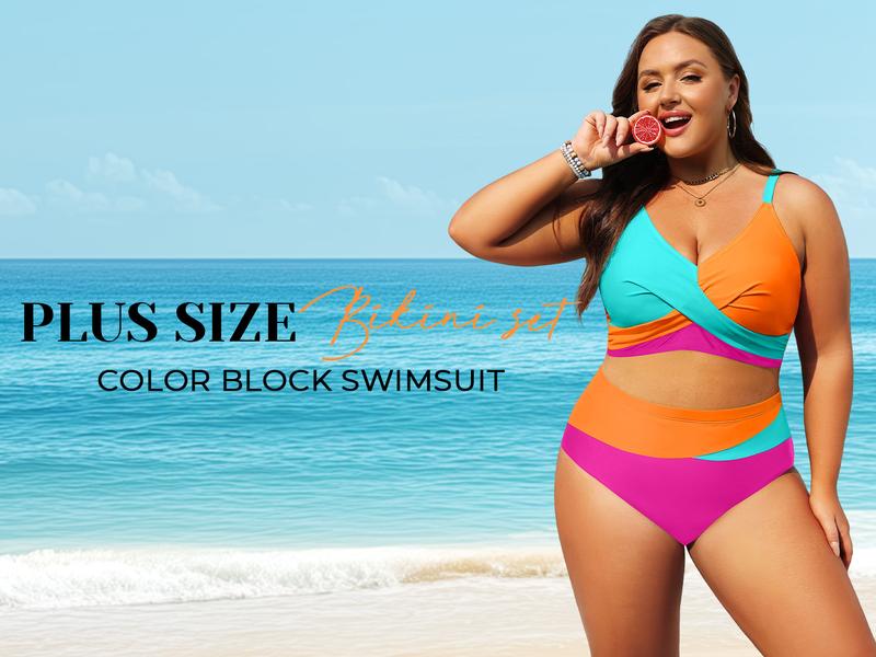 Tempt Me Plus Size Two Piece Swimsuit - Women High Waisted Bikini Set Tummy Control Bathing Suits Tempt Me Plus Size Two Piece Swimsuit - Women High Waisted Bikini Set Tummy Control Bathing Suits