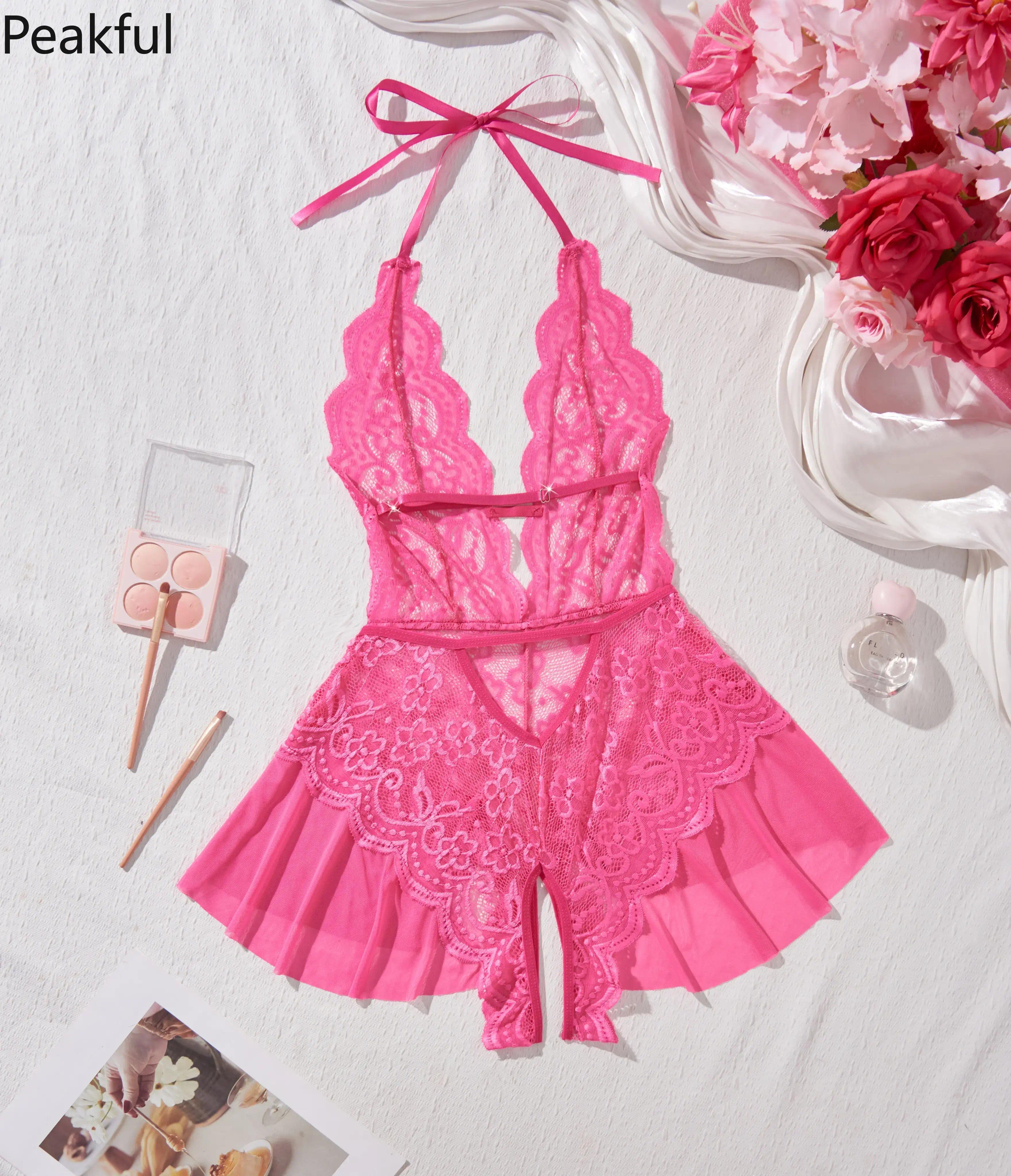 Women's Solid Color Lace Teddy Bodysuit, Trending Elegant Sleeveless Lingerie, Breathable Push-Up One-Piece Underwear for Ladies, soft skin-friendly fabric, perfect for daily loungewear, all-season pajama wear, dating nights and casual intimate styling