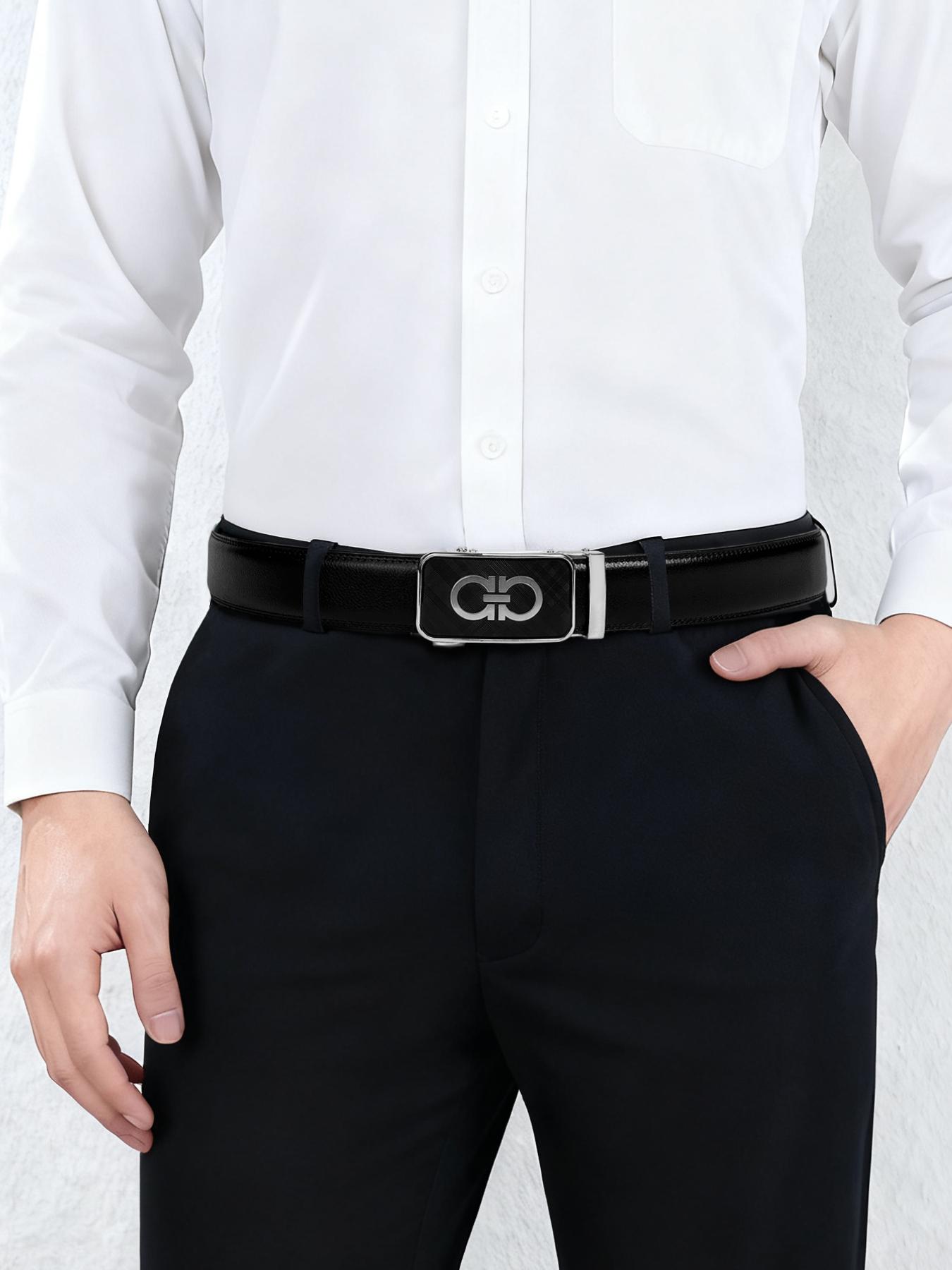 Men's New Belt Simple Alloy Buckle, High-grade Belt Automatic Buckle Pu Belt